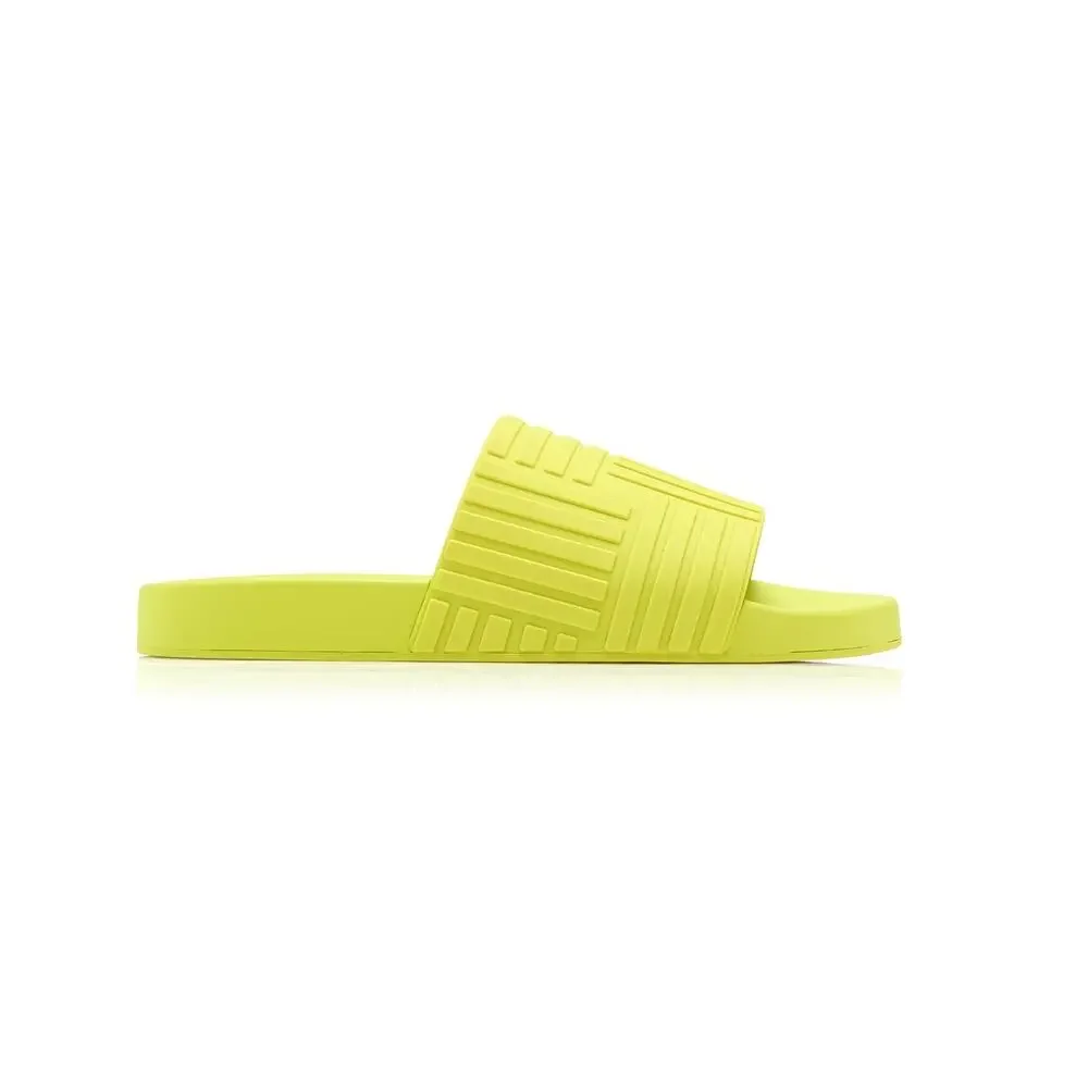 Bottega Veneta Textured Green Rubber Slides 7 US / 37 EU NWT